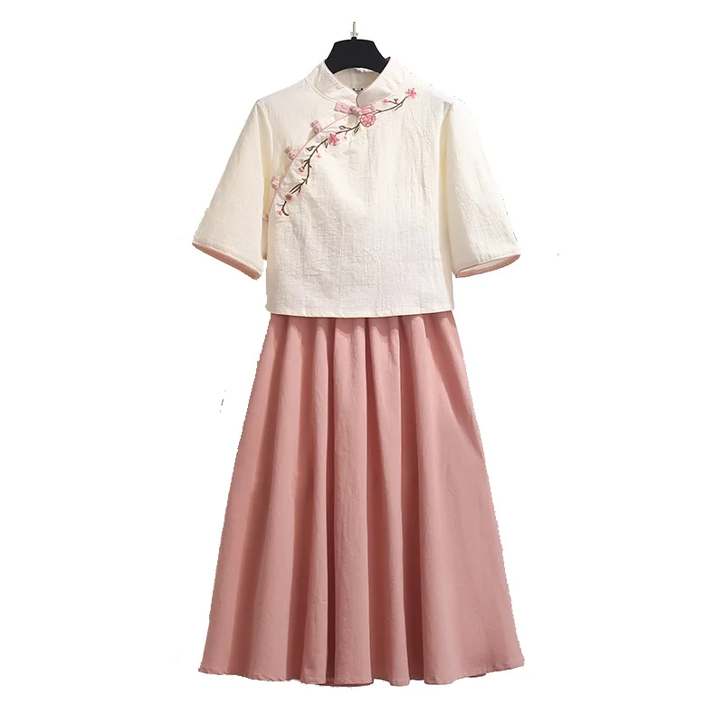 Женское ханьфу китайское платье Стиль Розовый Han хлопковая одежда Китайская
