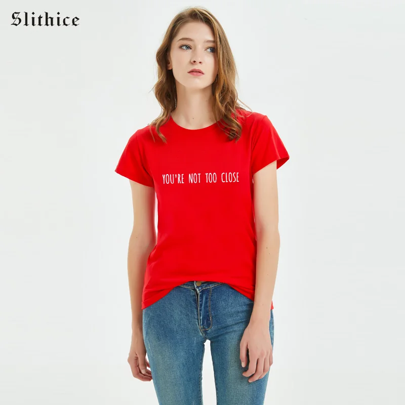 

Футболка женская Slithice, хлопковая, с буквенным принтом, с коротким рукавом