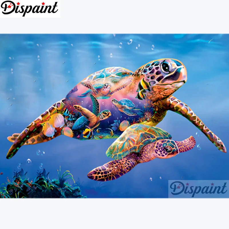 Алмазная живопись Dispaint вышивка крестиком Семья морской черепахи 5D алмазная