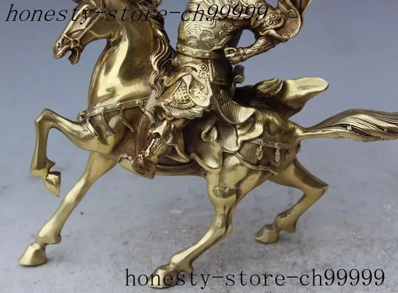 9 &quotКитайский народный миф латунь солдат общие Гуань Гун Юй статуя Верховая
