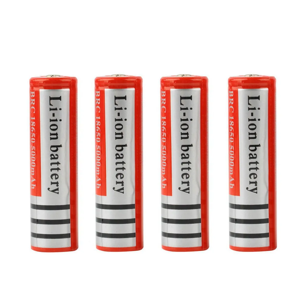 4 шт. 18650 батарея 5000mAh литий-ионная 3 7 V перезаряжаемые батареи для светодиодного