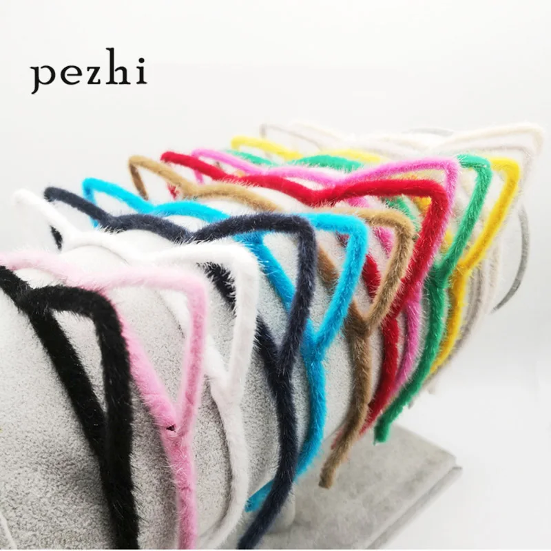 

Autumn and winter children's cute girl princess kid cat ears plus tuft headband sweet headwear