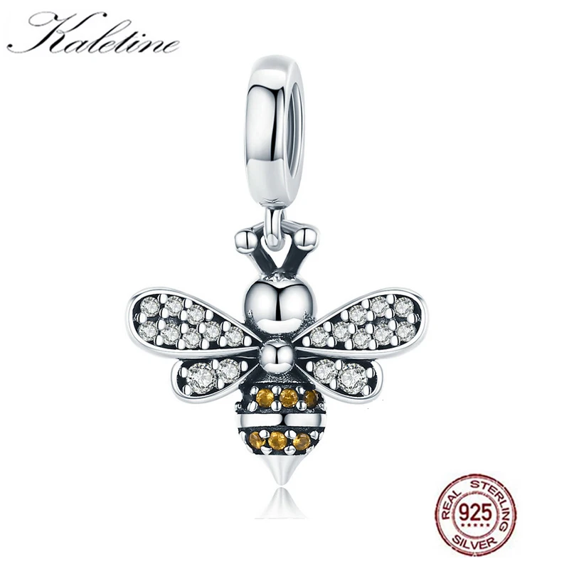 KALETINE, 925 пробы, серебряная пчела, эмаль, амулеты, кристалл, светящийся CZ Кристалл, подходит для женщин, браслеты, серебро, 925, изготовление ювелирных изделий