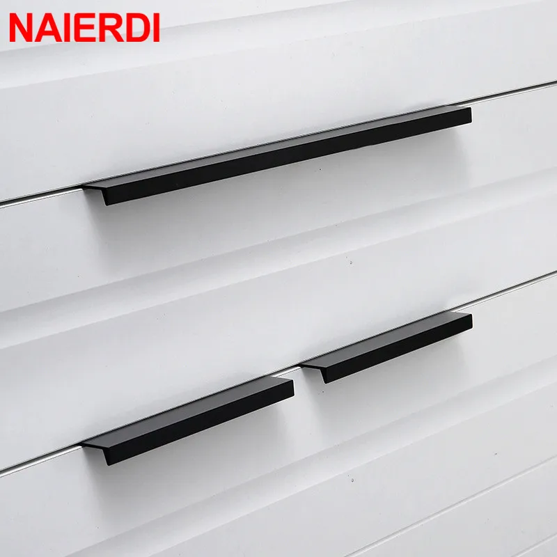 naierdi gold black hidden cabinet pulls aluminum alloy kitchen cupboard handles drawer knobs furniture handle bedroom hardware free global shipping