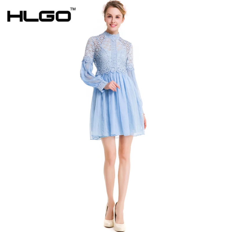 Лето 2017 г. Сексуальная Элегантная водолазка полые Кружево рукавами Для женщин