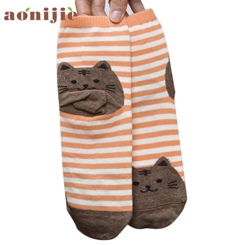 2017 женские теплые хлопковые длинные носки с милым рисунком кота для девушек