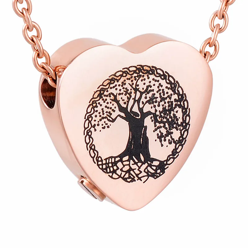 

Tree of Life Heart Cremation Urn Necklace Holder Ashes for Pet Human Stainless Steel Keepsake Memorial Ashes Jewelry
