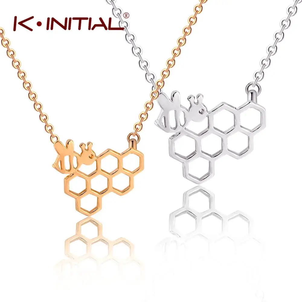 Kinitial Fashion Animal Charm Bee Necklaces for Women Girl Honeycomb Pendant Choker Necklace Statement Jewelry Prom Gift | Украшения и