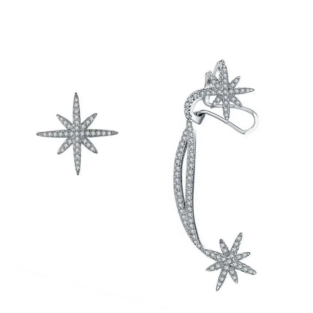 None серьги серьга из снежинки серьги-гвоздики модные повседневные серебряные