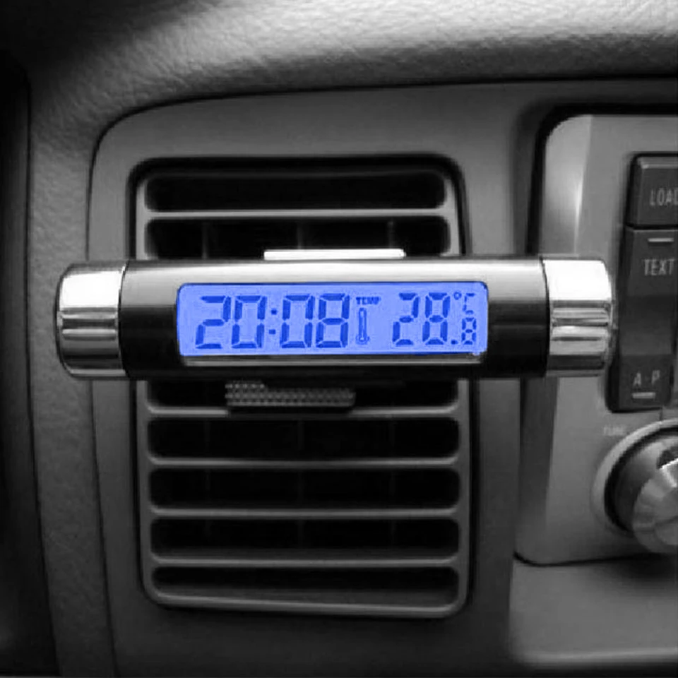 Автомобильные часы термометр 2 в 1 устанавливается на вентиляционное отверстие