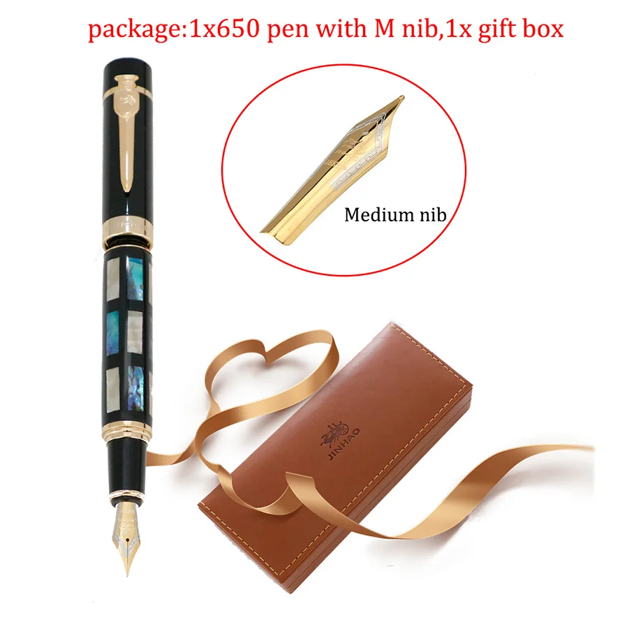 JinHao 650 or 8802 перьевая ручка 0.5MM или 1.0MM каллиграфия авторучка ручка чернильная канцелярия концелярские товары - Цвет: 650 0.5mm Gift box
