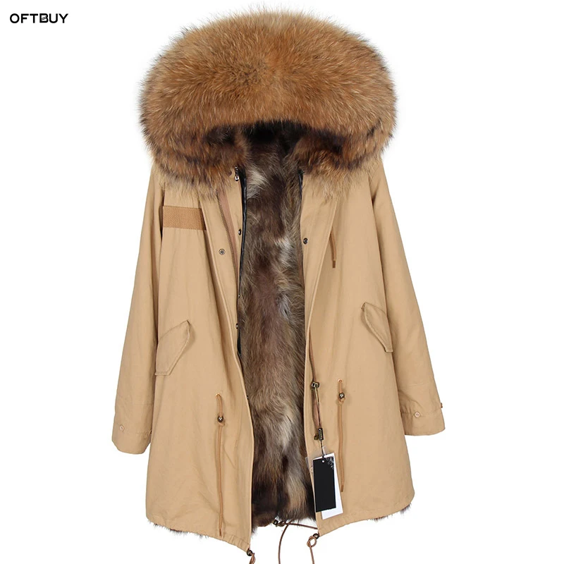 OFTBUY, зимняя куртка, Женское пальто с натуральным мехом, длинная парка, верхняя одежда, парки, натуральный мех енота, воротник, капюшон, Лисий мех, куртка, уличная одежда