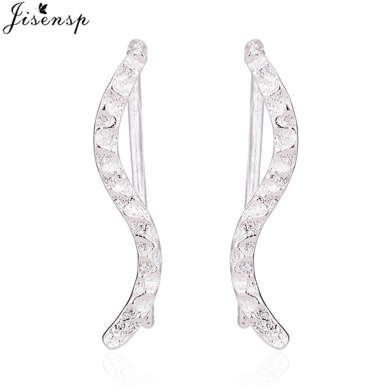 silver earrings Jisensp модные геометрические волны ушные альпинисты для женщин ушные гусеничные серьги-гвоздики богемные милые серьги для девочек Brincos подарок - Окраска металла: silver earrings