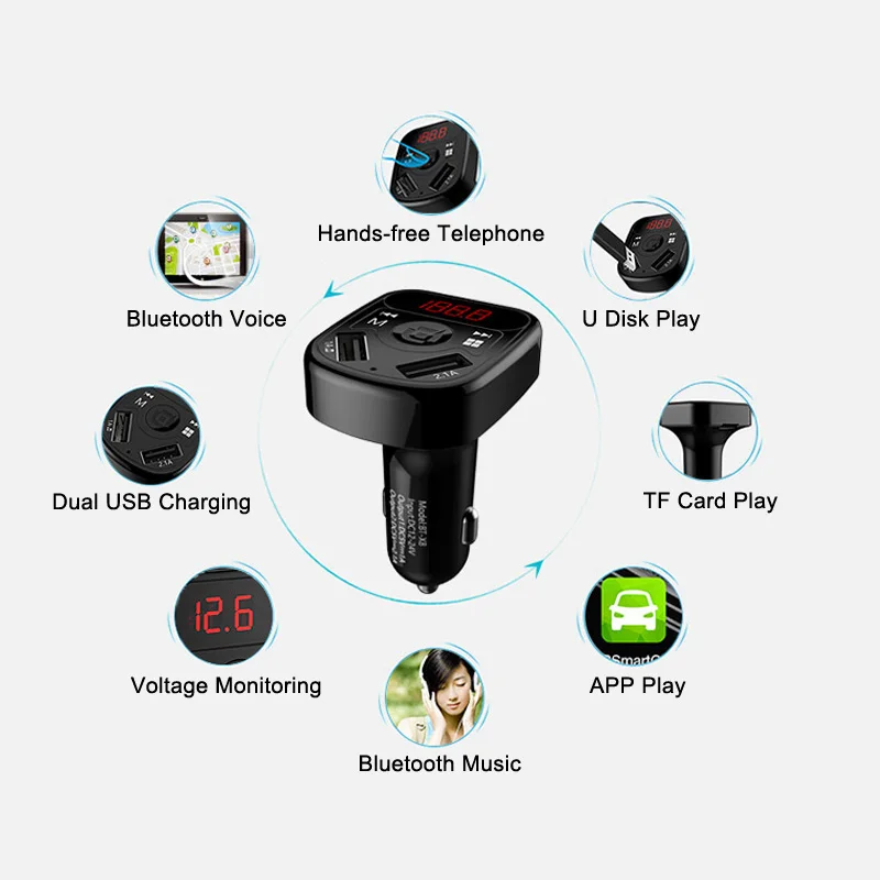 4.1A автомобильное двойное USB быстрое зарядное устройство адаптер питания Mult func Mp3