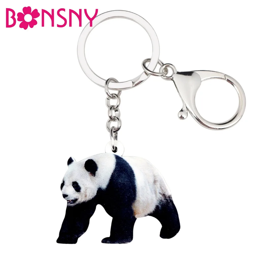 Bonsny акриловые Мультяшные китайские брелки в виде панды кольца подвески для сумки