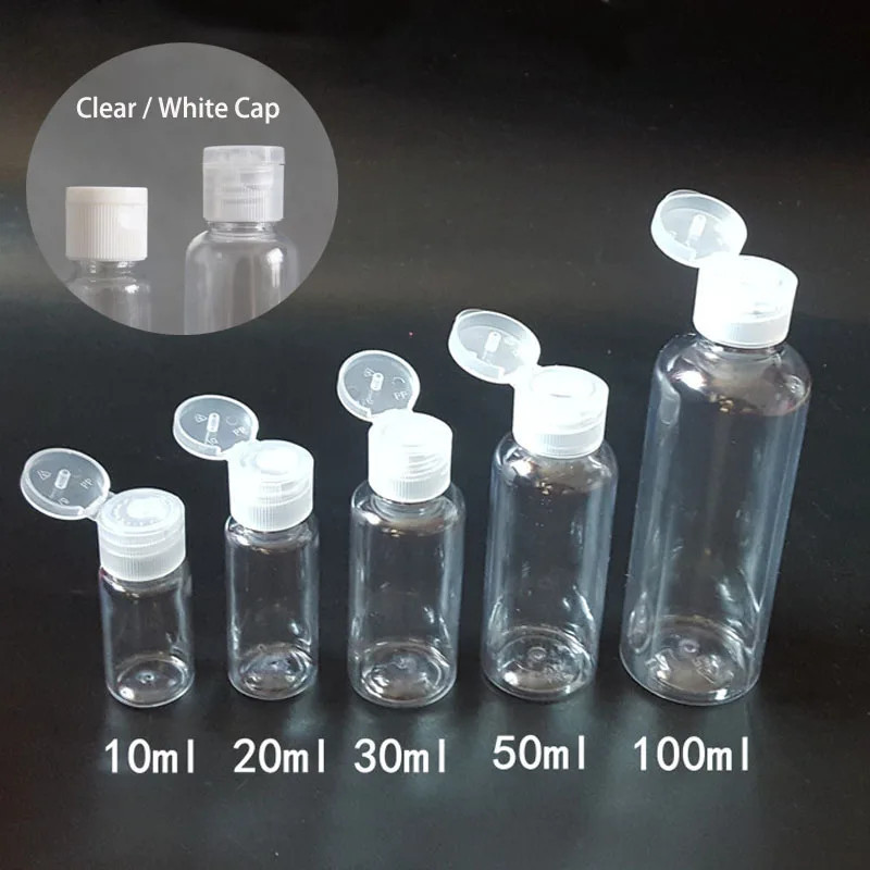 

2PCS Plastic Empty Bottle Travel Lotion Liquid Bottles Dispenser Sample Flip Cap 5/10/20/30 ML