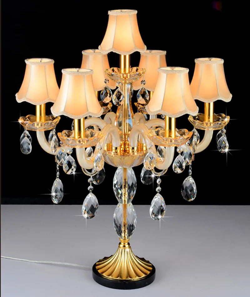 Большая настосветильник лампа цвета шампанского на 7 рук светодиодные