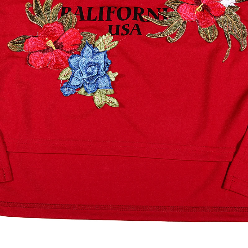 Женский свитер с рукавом летучая мышь цветочной вышивкой и буквенным принтом