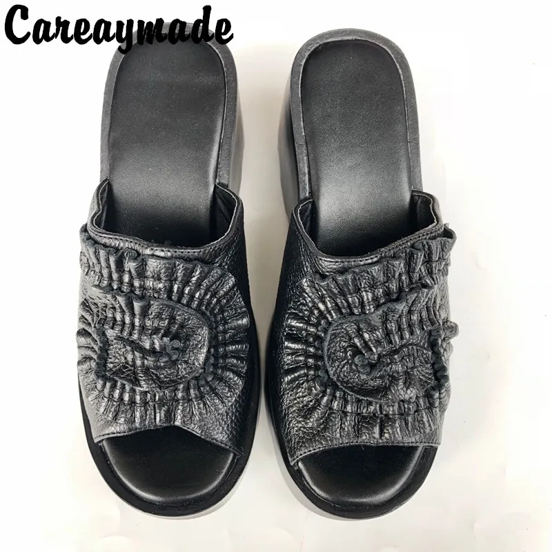 Careaymade/весенне летние женские тапочки из натуральной кожи в этническом стиле