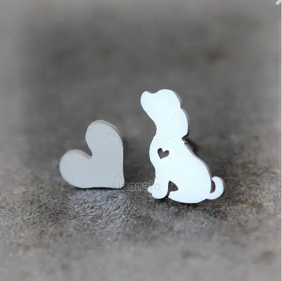 Ромашки 1 шт. новые модные серьги гвоздики Собака Щенок и сердце для женщин