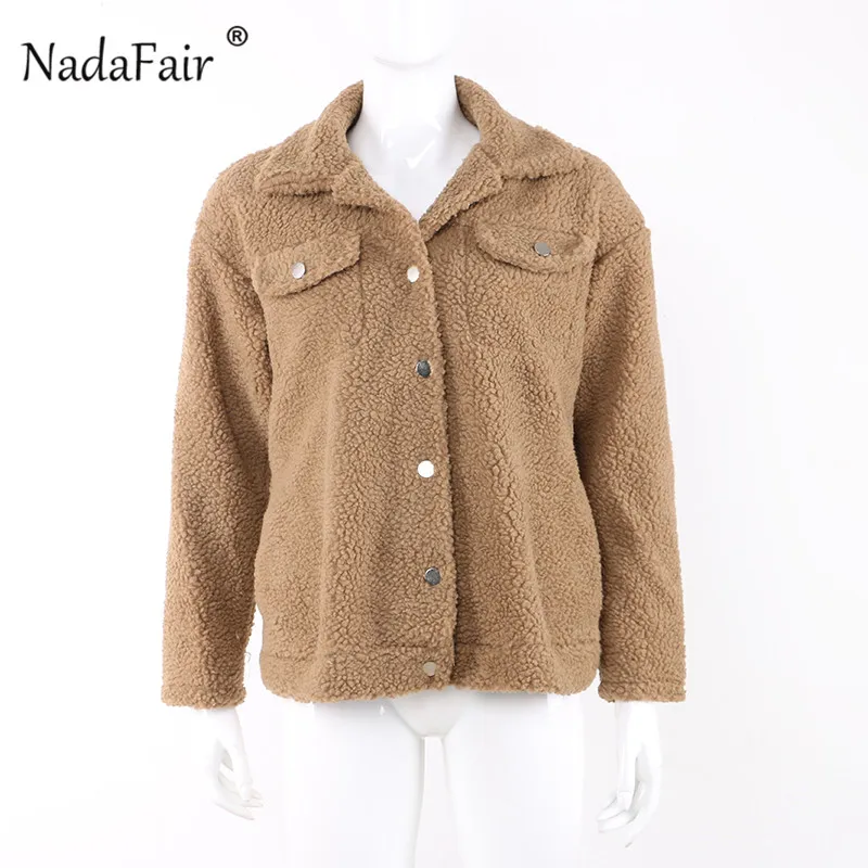 Nadafair/свободные пальто из искусственного меха ягненка для женщин; большие размеры; Повседневный зимний плюшевый пиджак; пальто; Верхняя одежда; пальто Veste Fourrur
