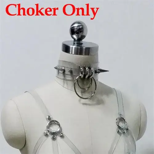 Clear Choker Ручной работы панк жгут милый кавайный бюстгальтер Топ прозрачный из ПВХ виниловое шипованные чокер шипы цепочка для ошейника звенья пояс связывание ремни - Цвет: Clear Choker