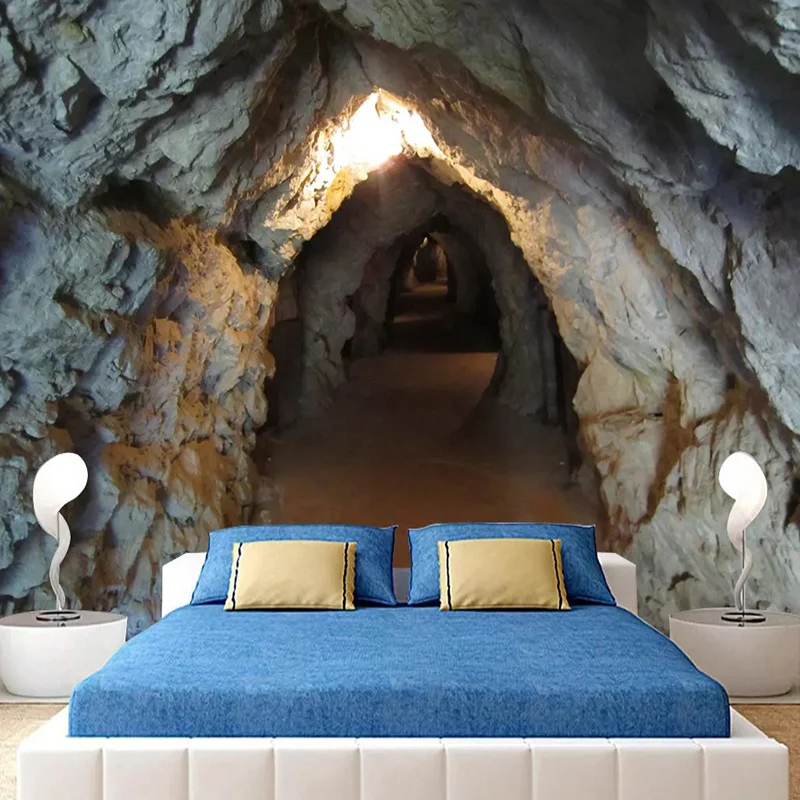 Пользовательские обои 3D стерео оригинальный пещера туннель каменная стена фото