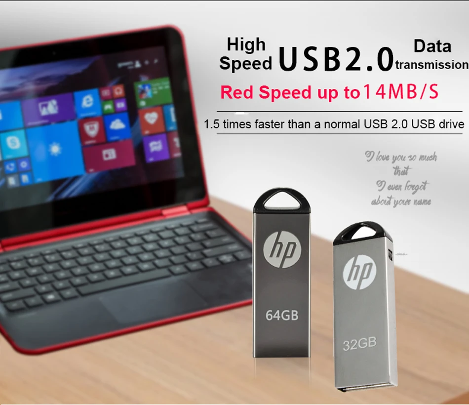 Hp металлический Пылезащитный Водонепроницаемый usb флеш-накопитель 16 ГБ/8 ГБ/32 ГБ/64 Гб браслет Флешка usb флеш-накопитель бесплатный подарок