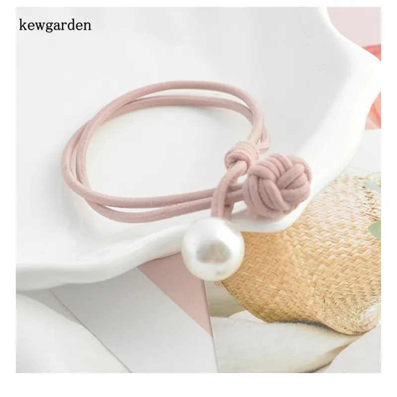 Kewgarden милое жемчужное кольцо для волос женский галстук веревка версия головной убор лента резинка для волос DIY бант аксессуары 20 шт./партия