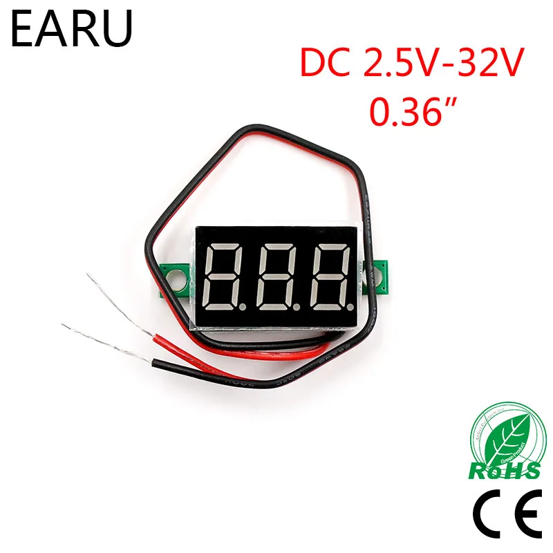 Red LED Display Mini Digital 4.5v-30v Voltmeter Tester Voltage Panel Meter For Electromobile Motorcycle Car Blue Green Hot Sale