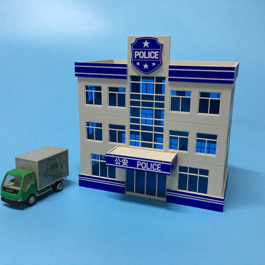 1/87 HO Scale Plastic Police Station For Ho Train Model Sandbox Construction Assembling Layout