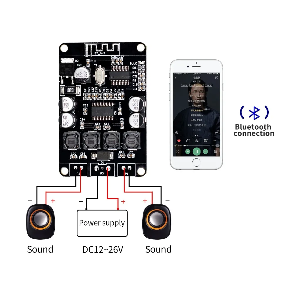 VHM 313 TPA3110 2x15W Bluetooth Плата усилителя мощности для динамика|Усилители мощности| |