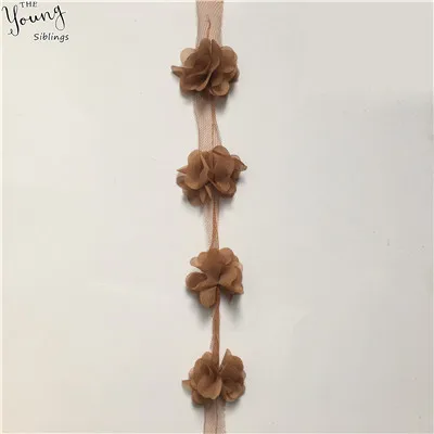 1 ярд многоцветный шифон 3D Кружева Цветы кружевная отделка Ткань DIY кружева свадебное платье украшения аксессуары товары для шитья и рукоделия