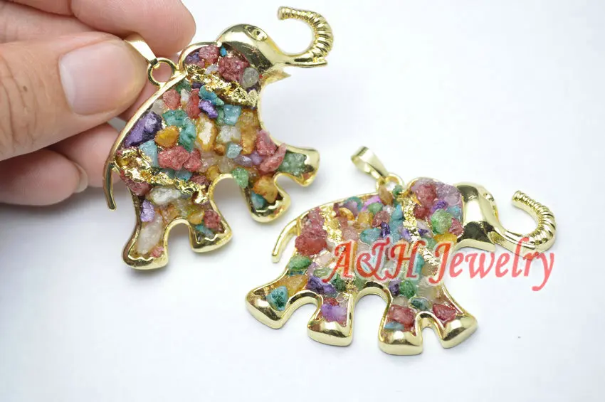 5 шт. Новое поступление Большой браслет со слоном золотистого цвета 35x60 мм с