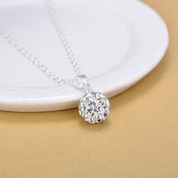 wholesale silver color 10mm full crystal rhinestone ball pendant necklaces for women jewelry gifts 2022