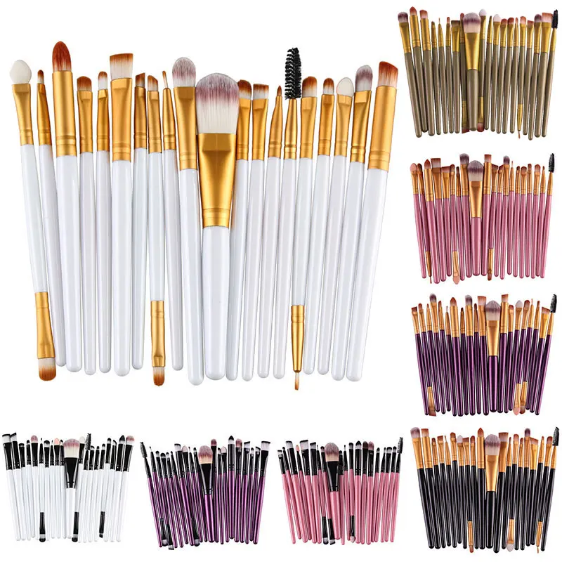 

20PCS Make Up Brushes Professional Cosmetic Plastic Handle Basic Eyebrow Eyeshadow Mascara Lip Makeup Brush Set 669