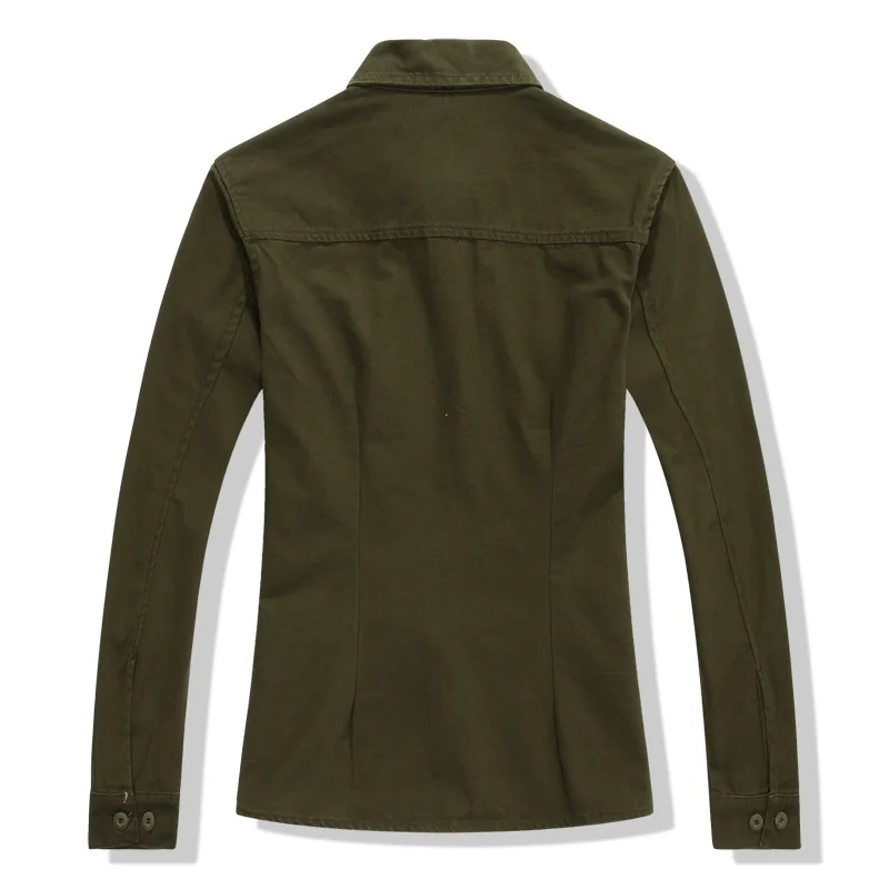 Новые женские армейский зеленый весенние детские блузки с длинным рукавом