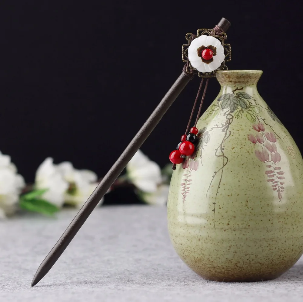 Этнический ручной работы деревянный корпус палочки для волос китайский бисер из