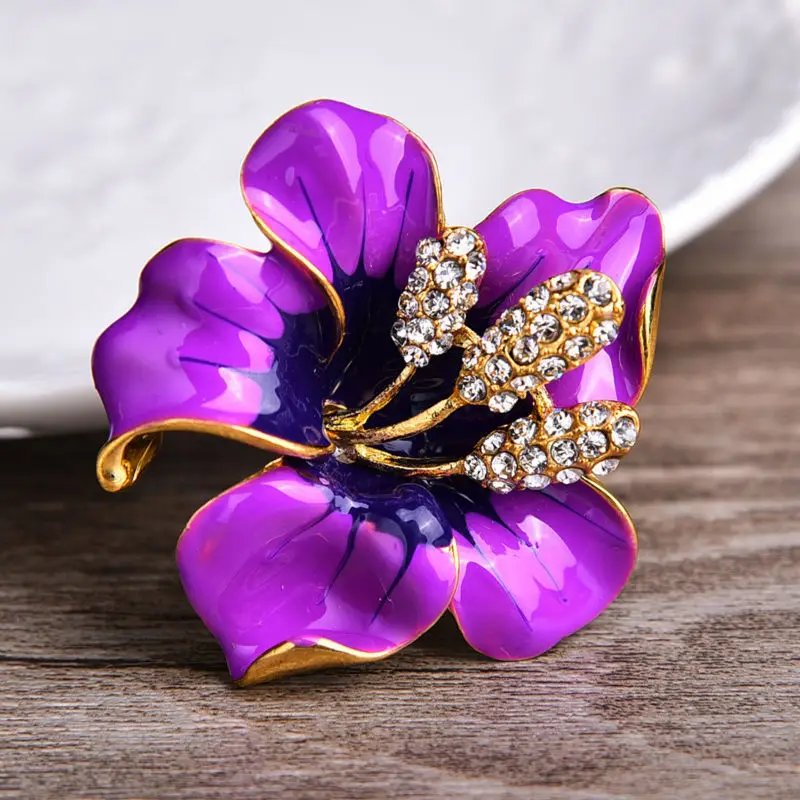 Цветок из белой эмали броши для женщин булавки и в стиле хиджаба красная маковая