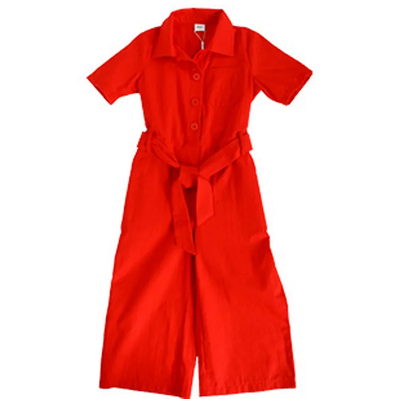 Новинка 2019 детский комбинезон в Корейском стиле с отворотами красный хлопковый v