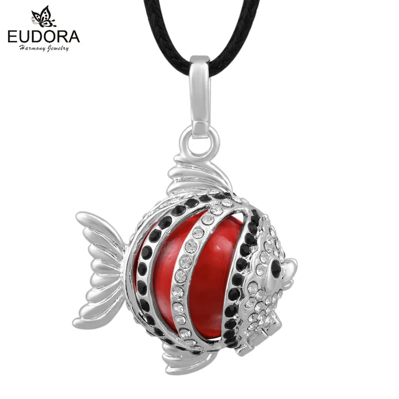 Ожерелье Eudora с кулоном в виде рыбки из серебра фианитом подвеска клетки боли
