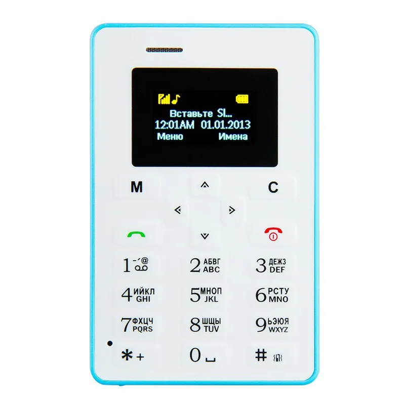 Мобильный телефон AEKU M5 Card с русской клавиатурой Ультратонкий карманный мини 4 5 мм