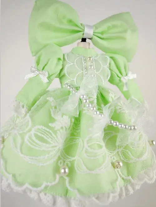 dress and headwear 1 комплект головной убор с галстуком-бабочкой+ розовое/синее/желтое/Белое Кружевное платье принцессы для Blyth, Pullip, Licca, 1/6 BJD аксессуары для кукольной одежды - Цвет: dress and headwear