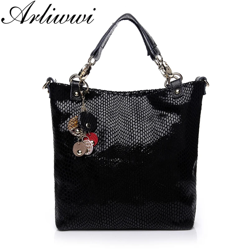 Luxury Serpentine Grain Bags Women GENUINE LEATHER Large Capacity Lady Designer Handbags With Elegant Flower Tassel SN1425 | Багаж и сумки