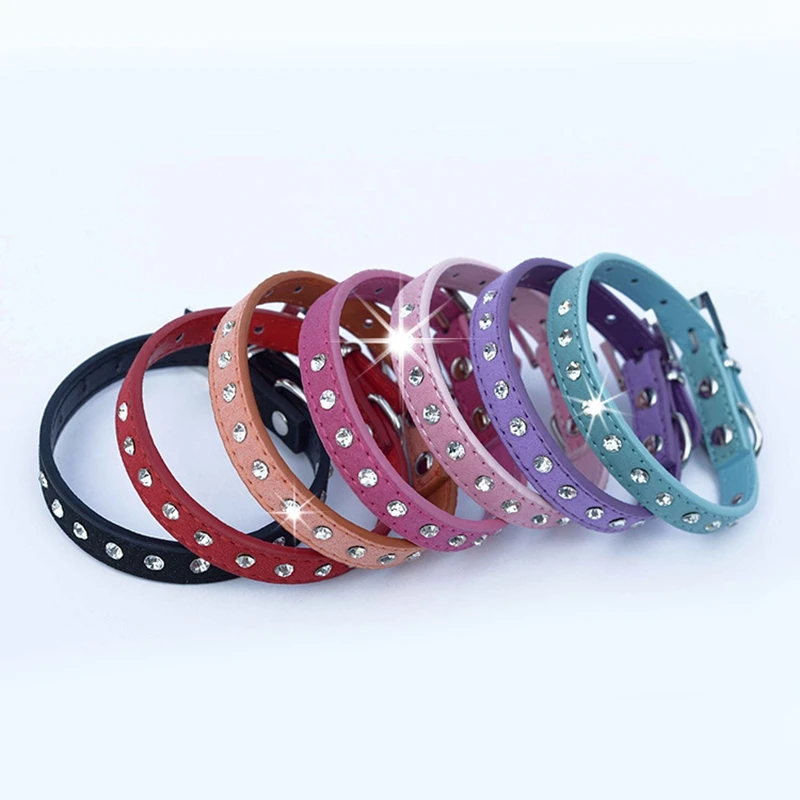 Шикарный собачий ошейник в стразах для домашних животных ожерелье кожаный собак