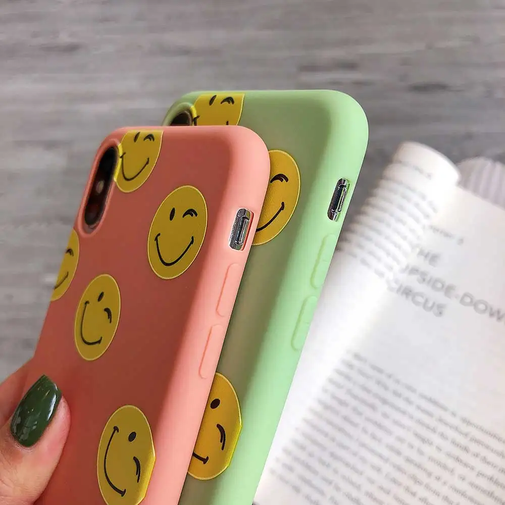 Чехол для телефона с изображением смайлика Apple iphone 6S 6 7 8 plus XS MAX XR X + модный