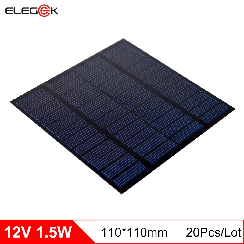 Поликристаллическая солнечная панель ELEGEEK 20 шт./лот 1 5 Вт 12 в 125 мАч ПЭТ + Солнечная