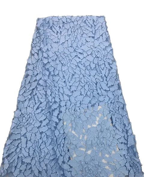light blue Высококачественный, цвета шампанского с цветочным узором из бисера кружевной ткани африканская кружевная ткань для свадебное платье Французский Вышивка Тюль из тонкой прозрачной ткани с кружевом - Цвет: light blue