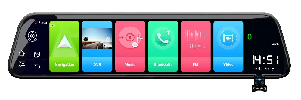 12 дюймов Android8.1 Автомобильный видеорегистратор 2G+ 32G gps Bluetooth навигация FHD 1080P+ 1080P зеркальный рекордер 4G Wifi ADAS Dash cam
