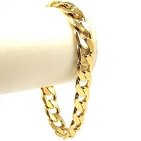 solid 24ct yellow gold filled bracelet cuban chain for men women 9 length
